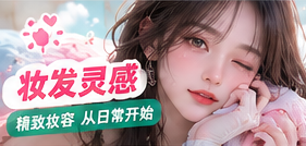 日常淡妆与发饰细节